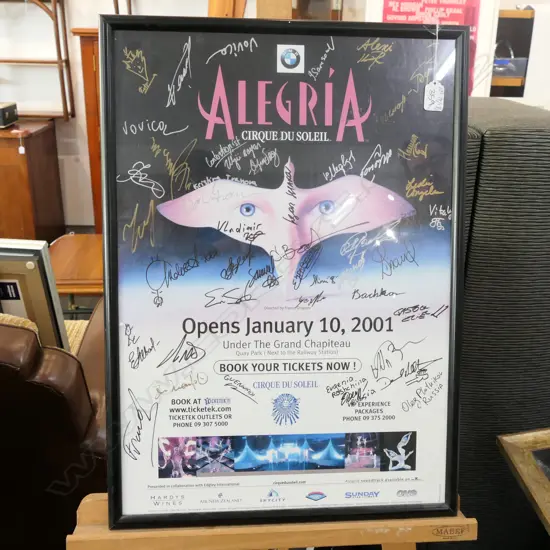 CIRQUE DU SOLEIL "ALEGRIA" ADVERTISING POSTER SIGNED BY CAST