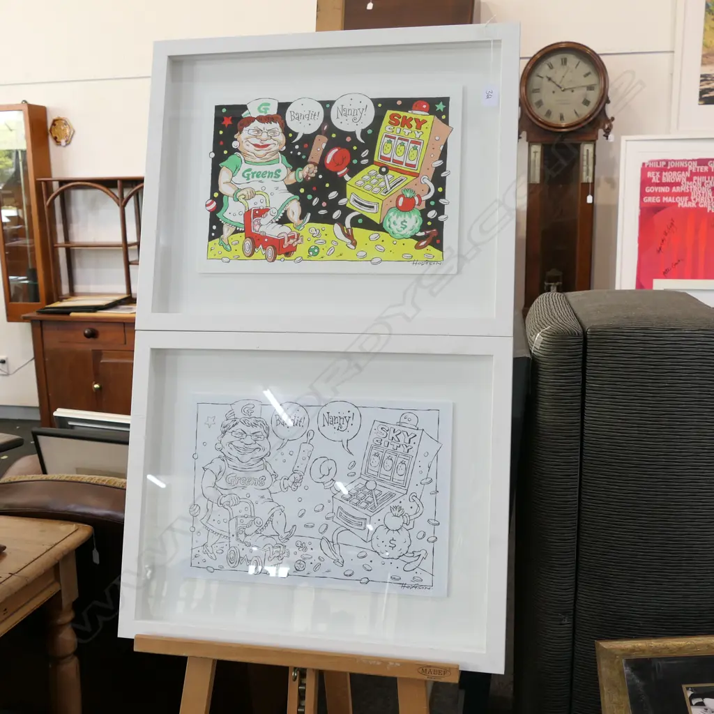 2 HODGSON SKY CITY CARTOONS ONE COLOURED Image 1++