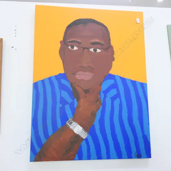 LARGE ACRYLIC PORTRAIT ON CANVAS SIGNED POSUM