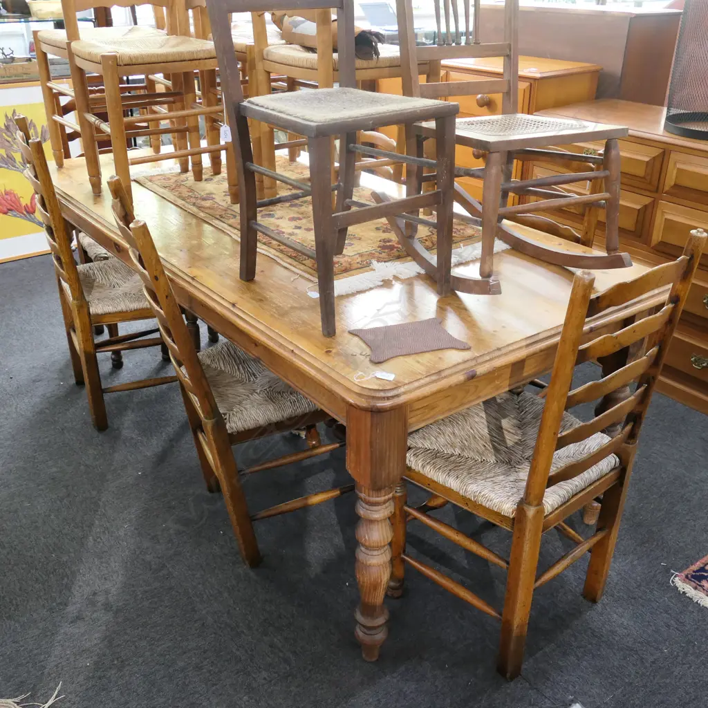 ANTIQUE LARGE PINE DINING TABLE Image 1++