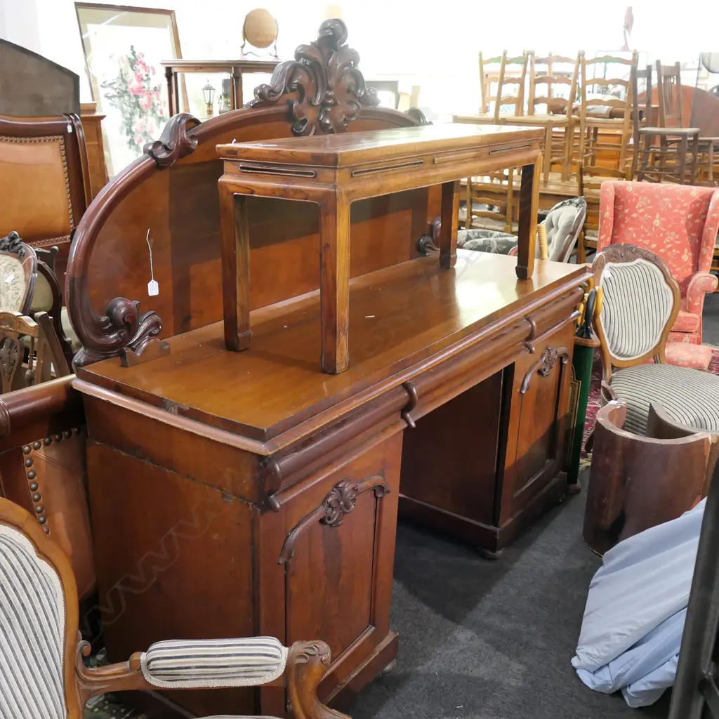 VICT. FLAME MAHOGANY TWIN PEDESTAL SIDEBOARD  Image 1++