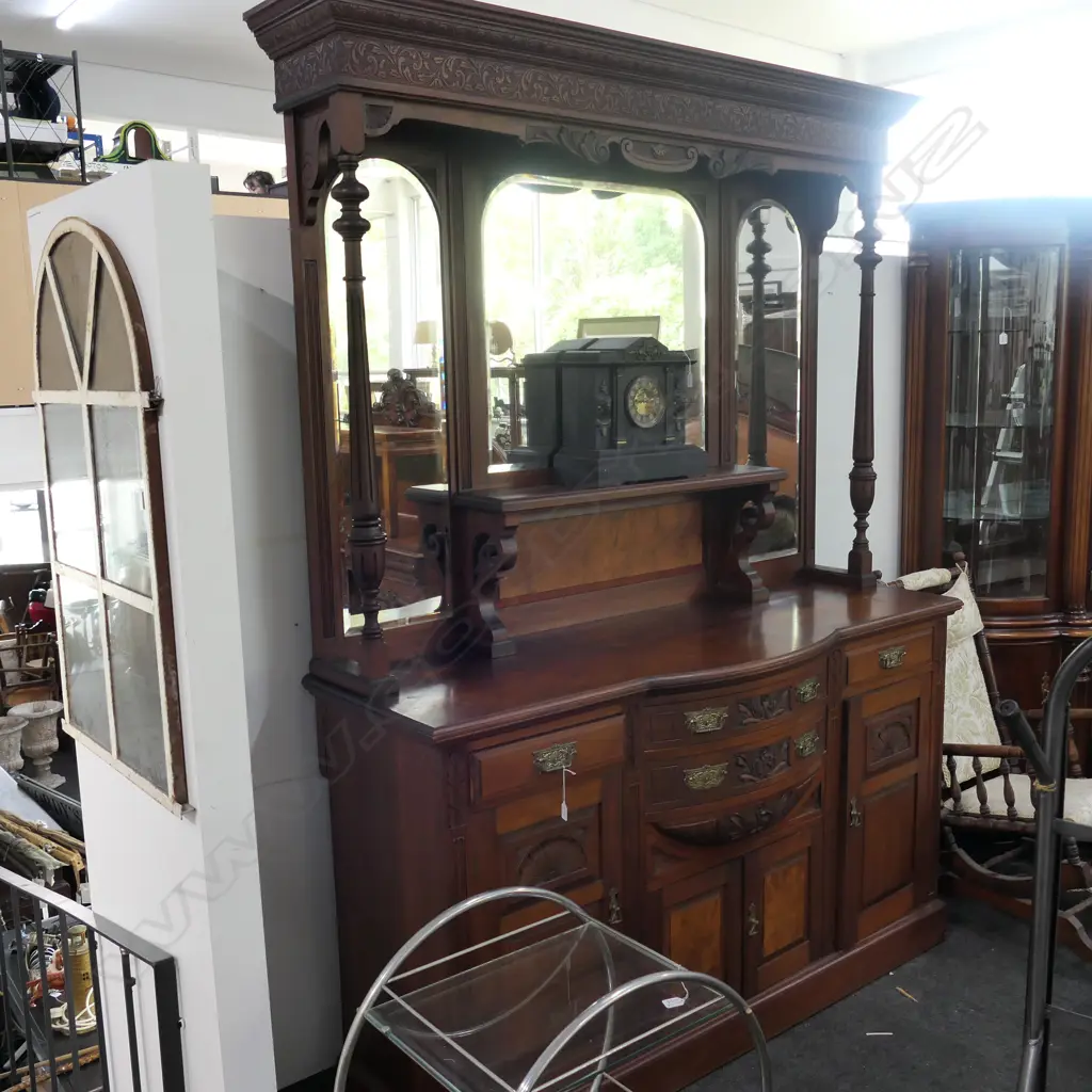 KAURI POT BELLY MIRROR BACKED DRESSER H2400 MM Image 1++