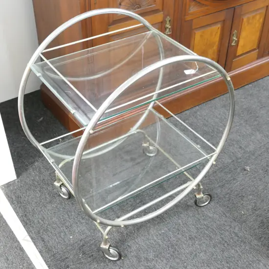 CHROME ART DECO TEA TROLLEY