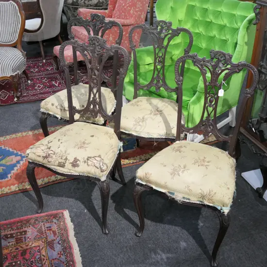 4 EDWARDIAN SIDE CHAIRS NEEDING REUPHOLSTER 