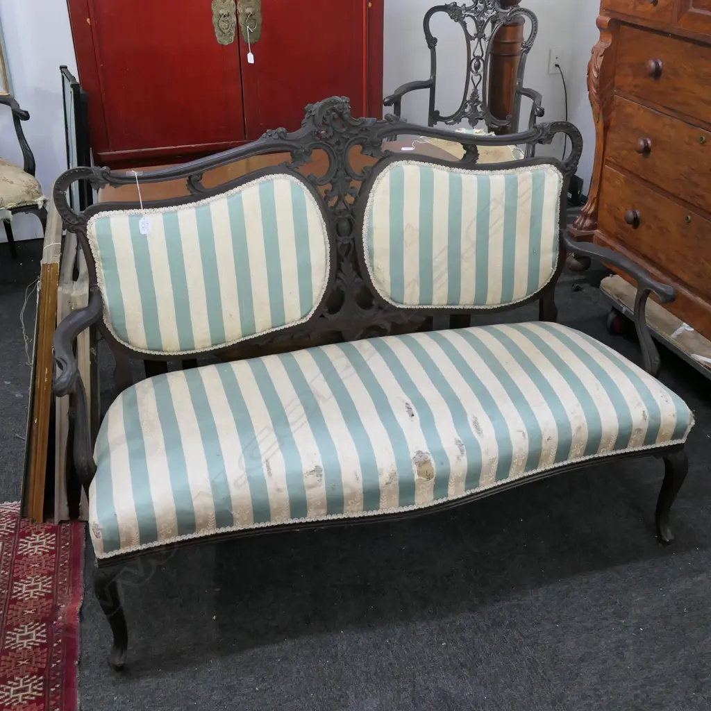 AN EDWARDIAN 2 SEATER SOFA COVER A/F Image 1++