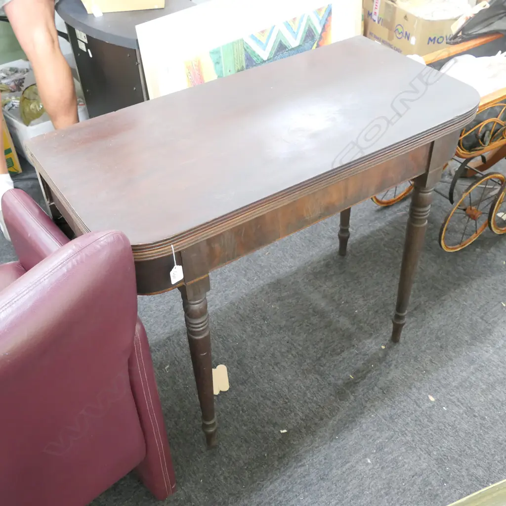 19THC MAHOGANY FOLD OVER SUPPER TABLE L 890 MM Image 1++