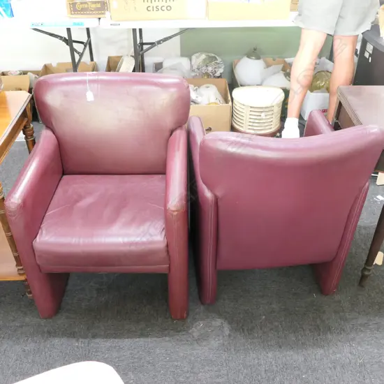 3 BURGUNDY LEATHER CHAIRS