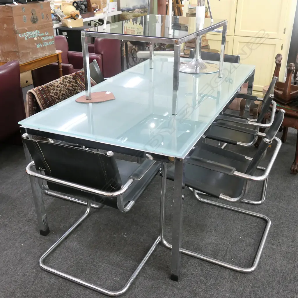 CHROME GLASS TOP  DINING SUITE WITH CHAIRS 1820 X 920 MM Image 1++
