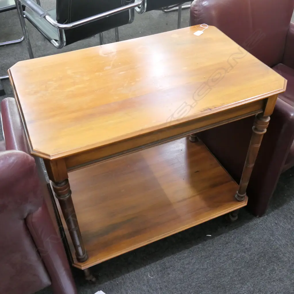 COLONIAL RIMU TEA TROLLEY, TURNED LEGS,  W.760, D. 485, H. 730MM Image 1++