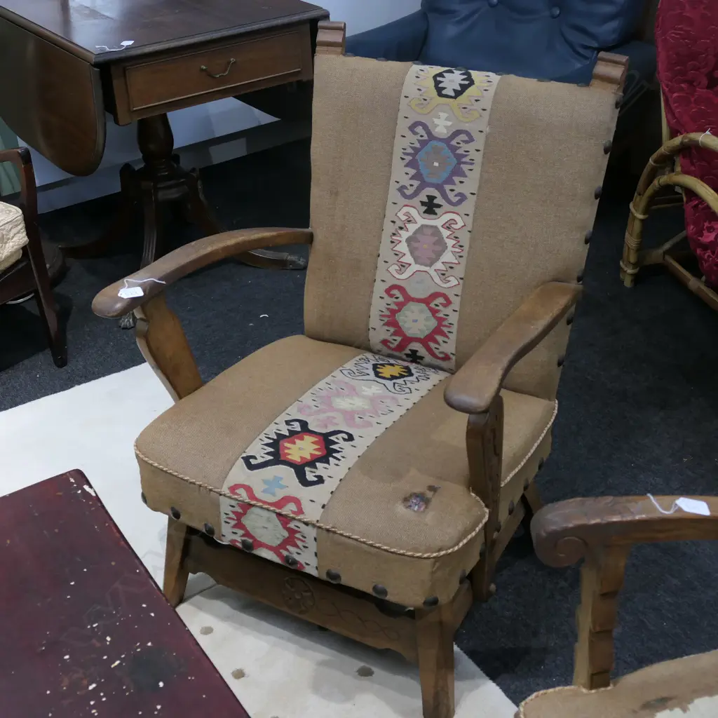 SOUTH WESTERN STYLE KELIM ARMCHAIR 670MM W COVER A/F Image 1++