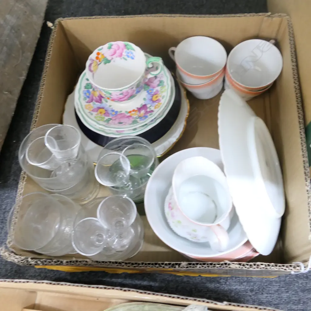 BOX LOT 18 PCE 'VICTORIA' AUSTRIA TEA SET, CHINA, GLASS ETC Image 1++