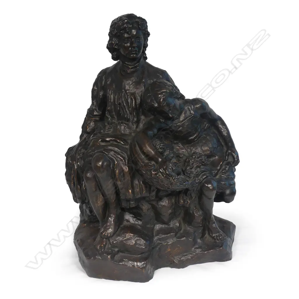 A large bronze figure group by Sara G. Wright (American) Image 1++