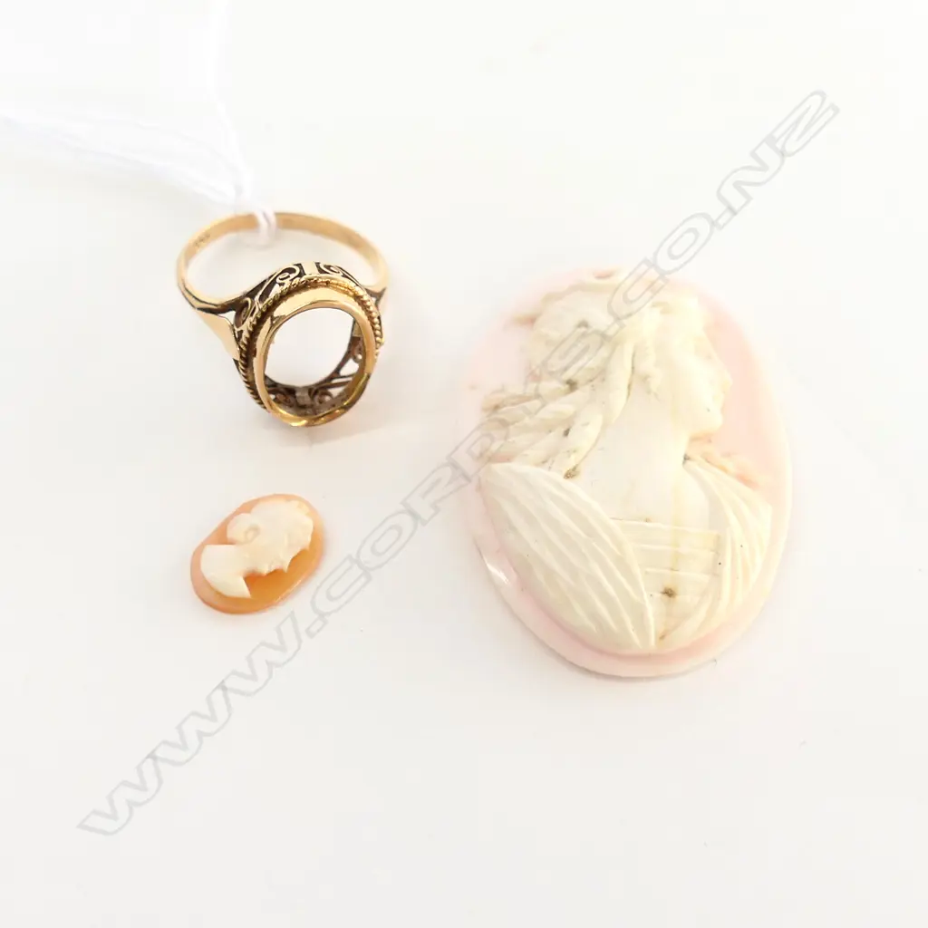 15CT GOLD CAMEO RING 2.51gm (AF) AND UNSET CAMEO Image 1++