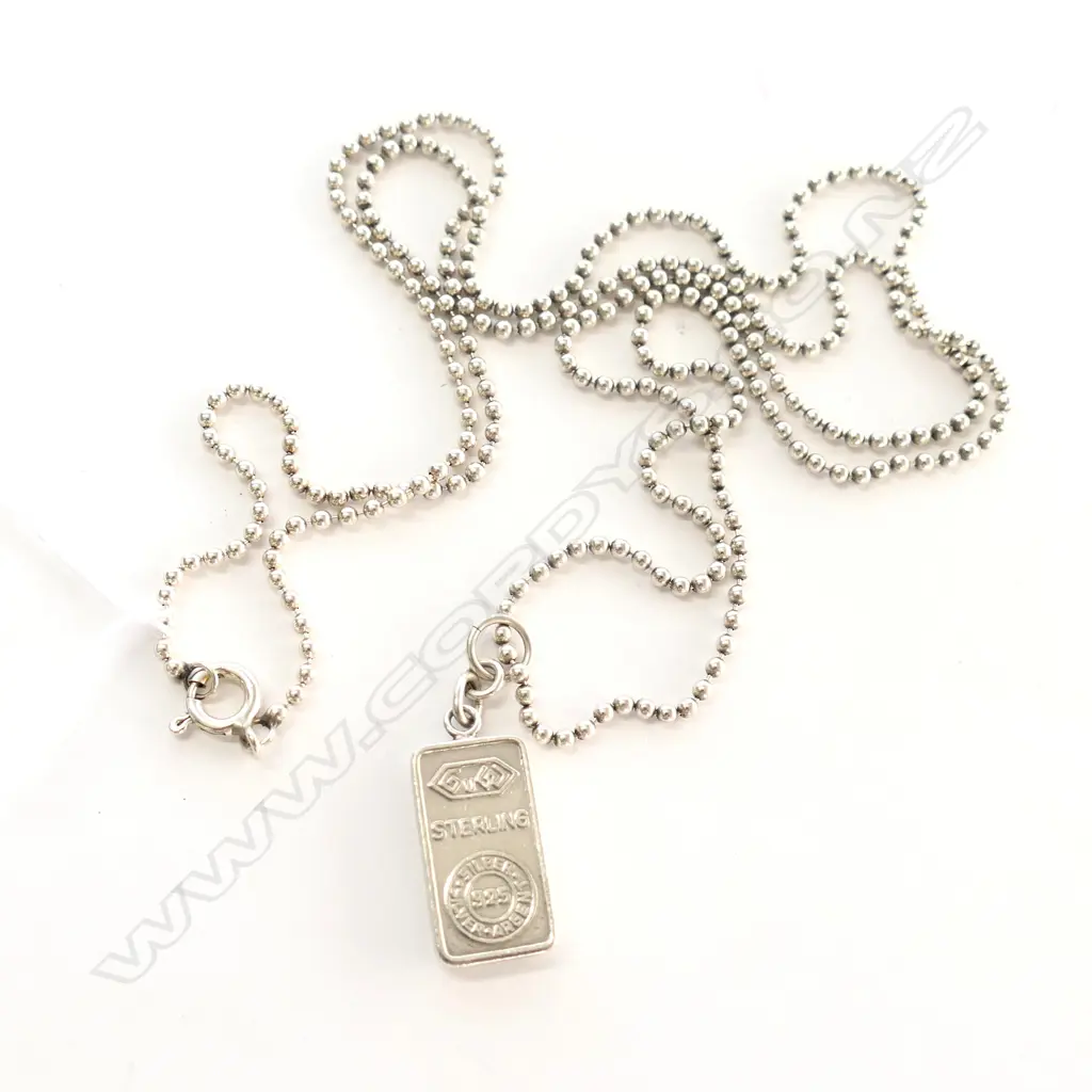 SILVER INGOT AND CHAIN 12.65gm Image 1++