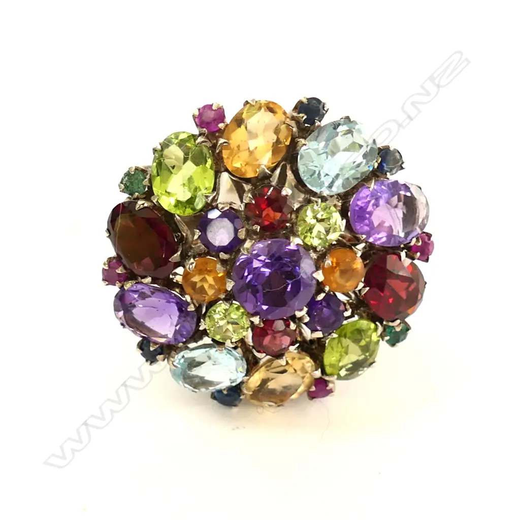 SPECTACULAR MULTI-GEM AND SILVER RING Image 1++
