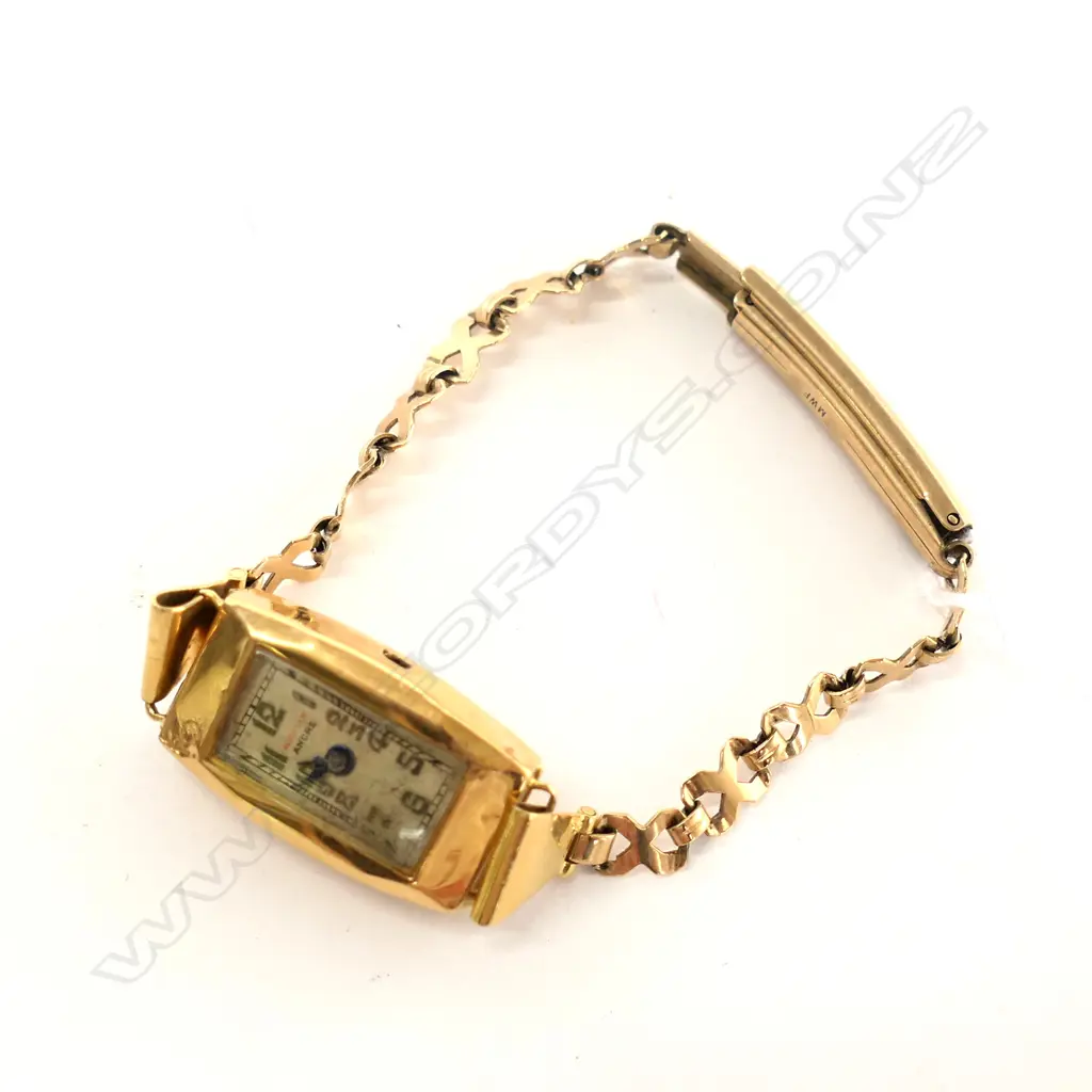 18CT GOLD CASE WRISTWATCH WITH 9CT GOLD STRAP (AF) Image 1++