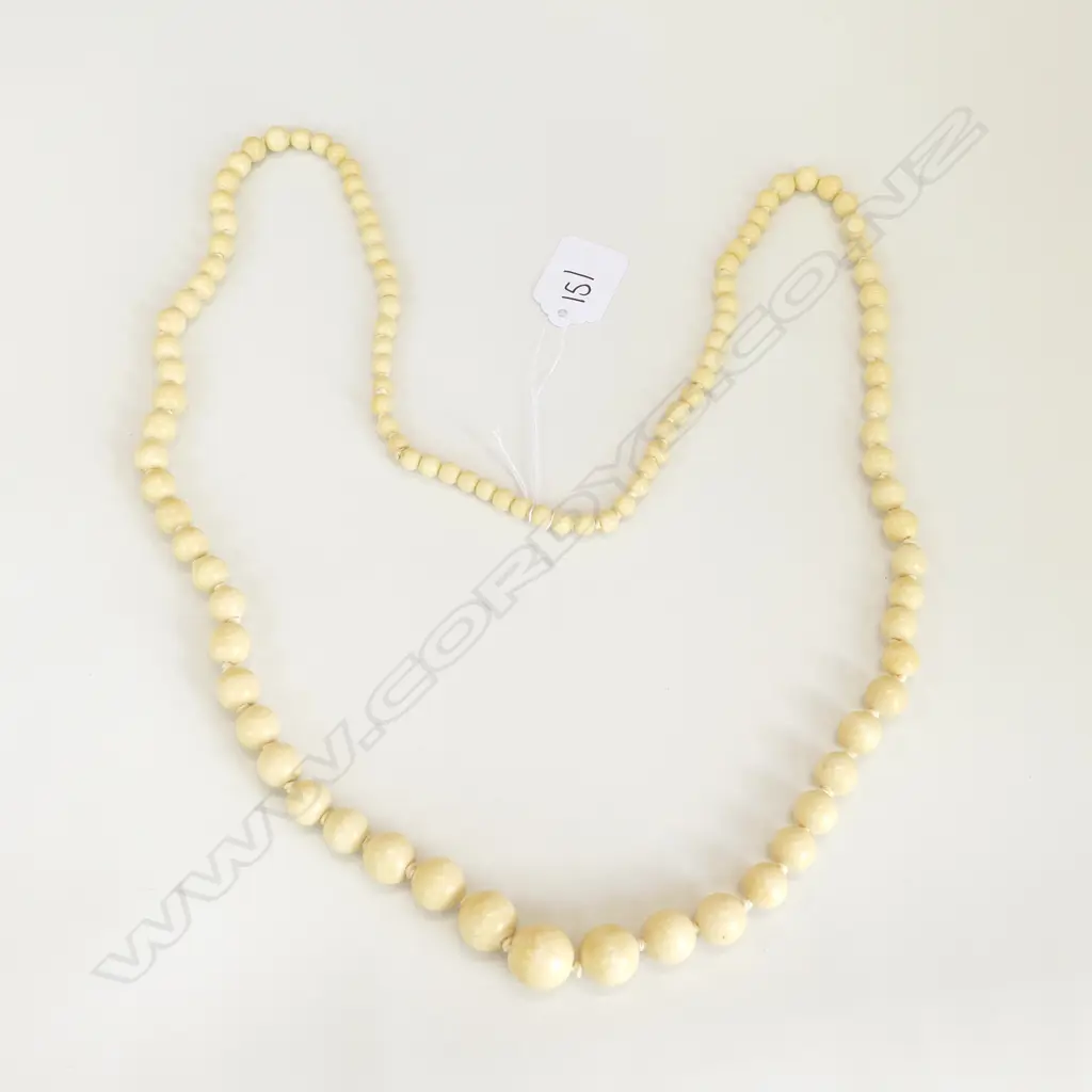 LONG BONE GRADUATING BEAD NECKLACE Image 1++