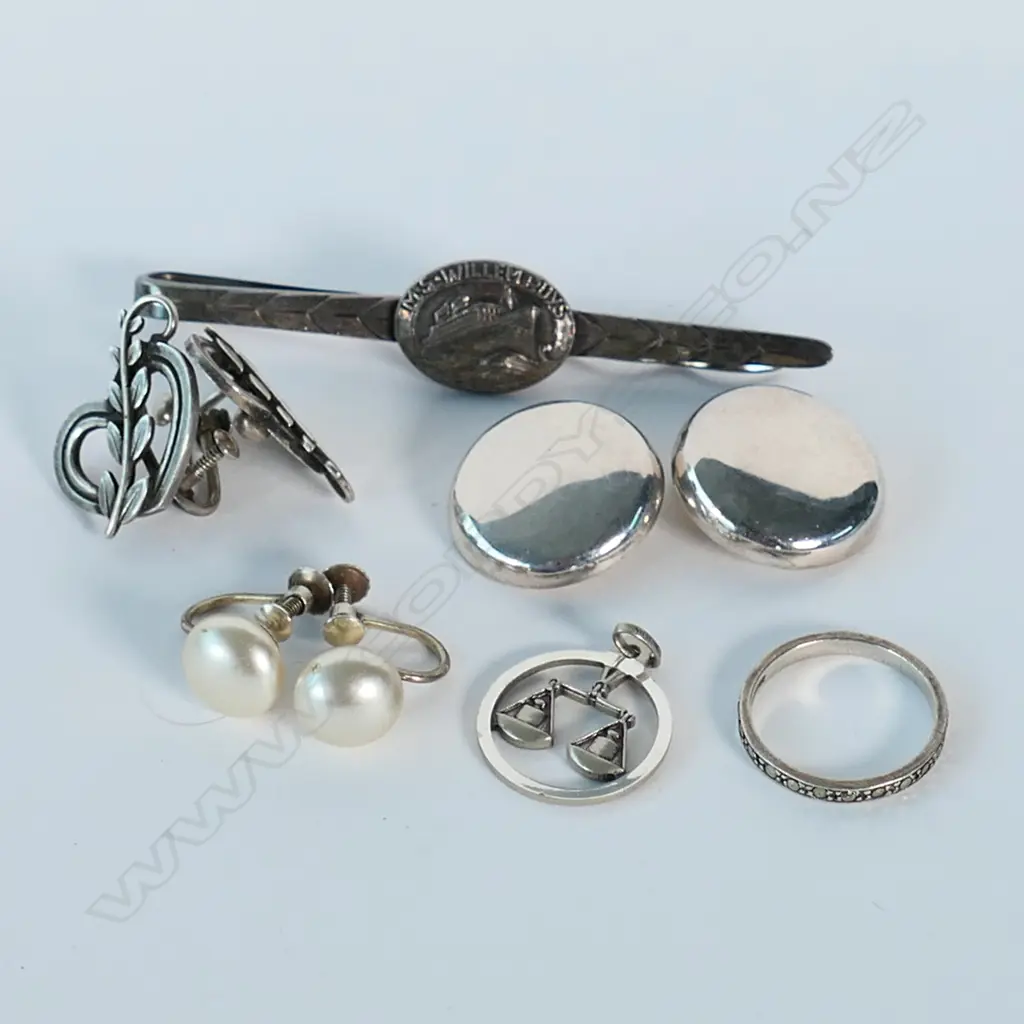 S/SILVER EARRINGS, PENDANT & CONTINENTAL TIE PIN, TOTAL WEIGHT 231GMS  Image 1++