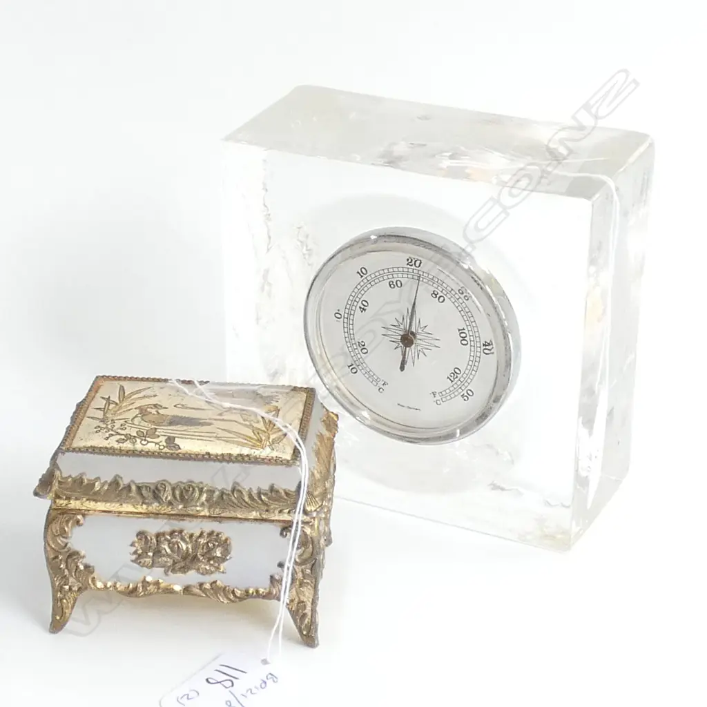 CRYSTAL CASED THERMOMETER+ SMALL JEWELL BOX H 120 MM Image 1++