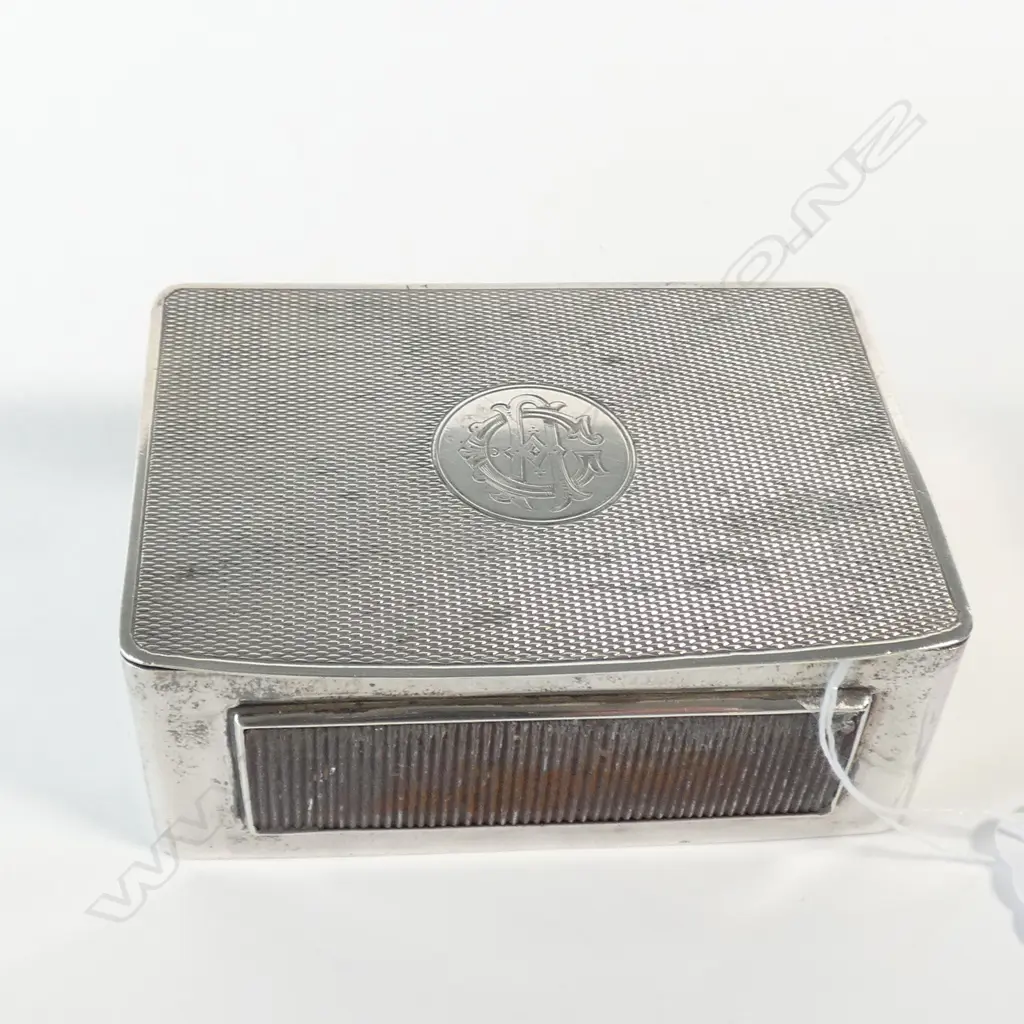 SILVER TABLE VESTA BOX BIRM. 1915 BY  A & J Zimmerman Ltd L.85mm Image 1++