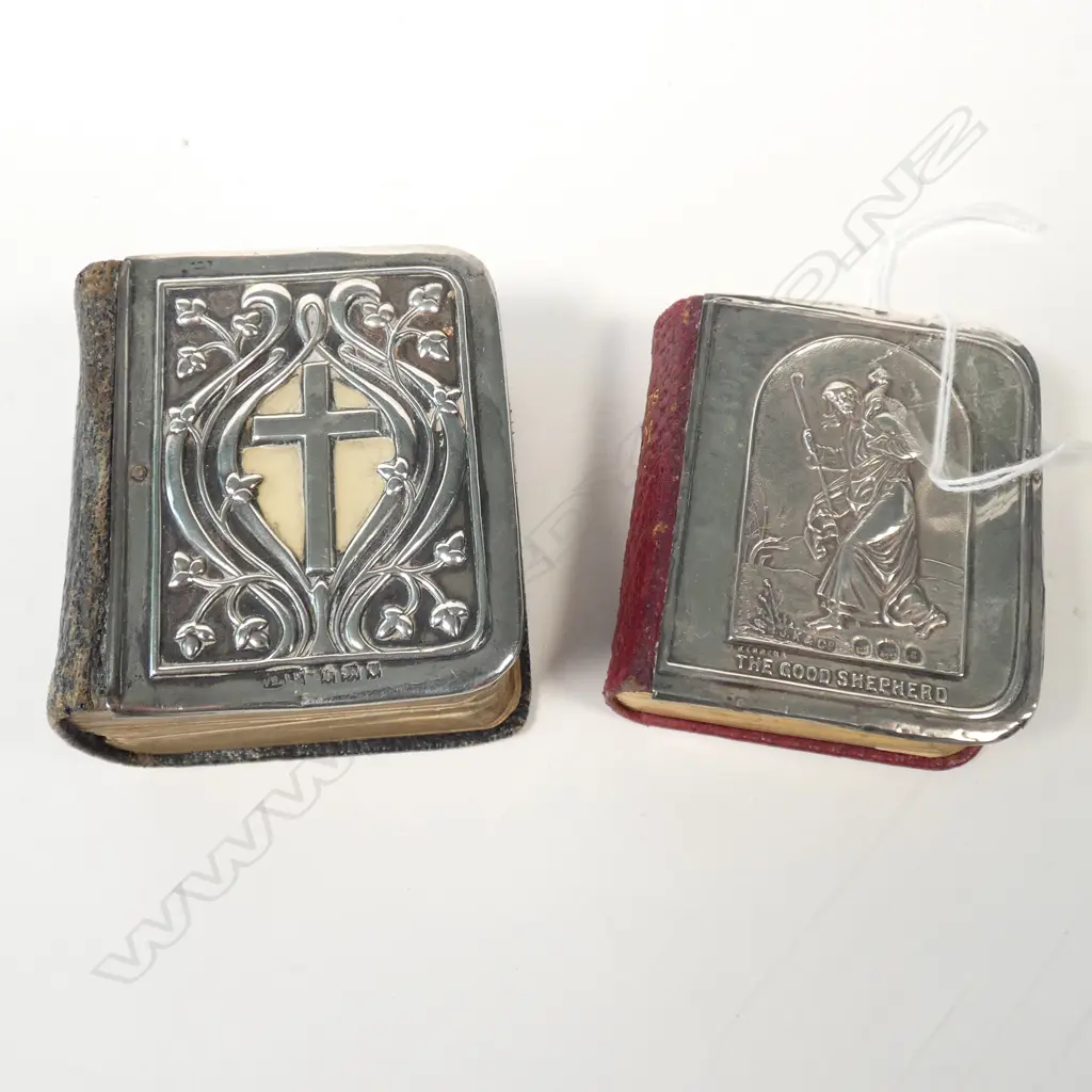 2 SILVER COVERED MINI HYMN BOOKS C1900 Image 1++