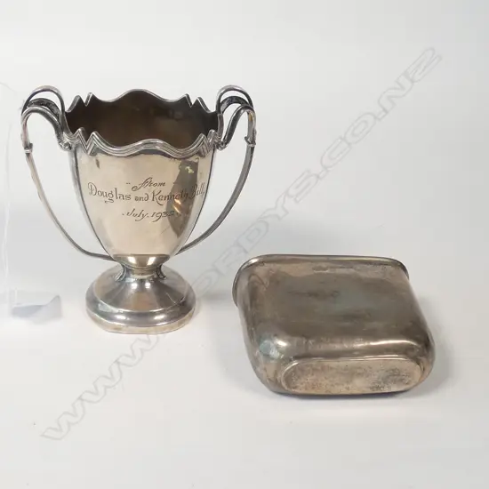 SILVER TROPHY CUP & HIPFLASK BASE ...