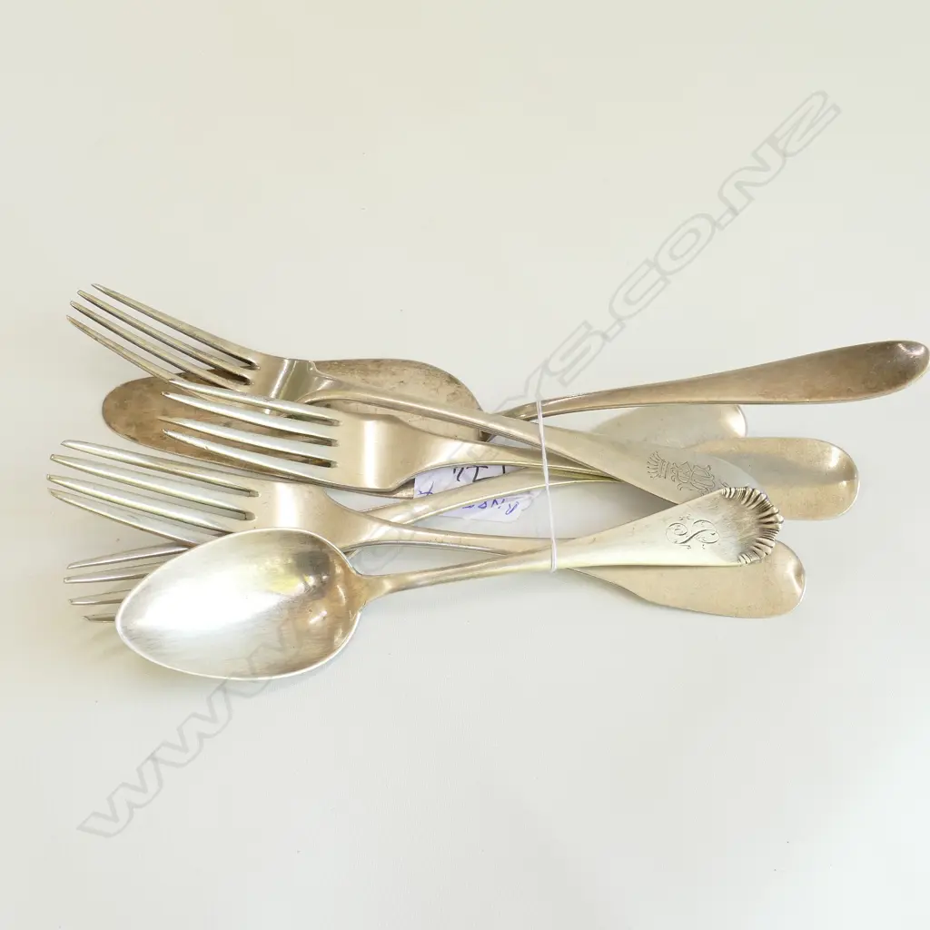 6 GERMAN SILVER CUTLERY PCES. 19THC ETC 320gms Image 1++