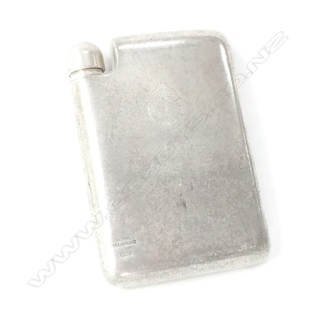 ROYAL SELANGOR HIP FLASK ENGRAVED ROYAL N.Z YACHT SQUADRON Image 1++