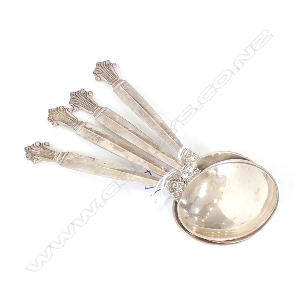 4 GEORG JENSEN STG SILVER SPOONS Image 1++