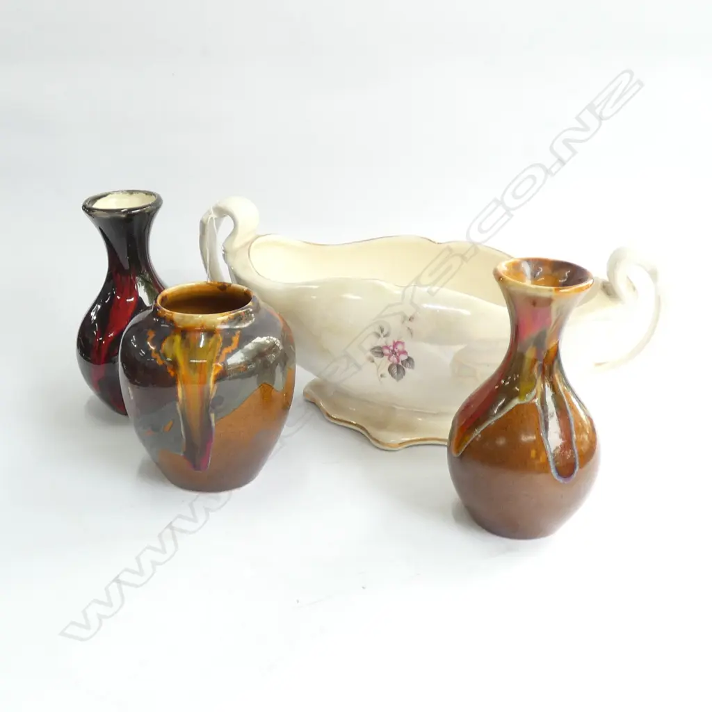 THREE ORZEL VASES + ONE TITIAN POTTERY VASE, TALLEST H.140MM Image 1++