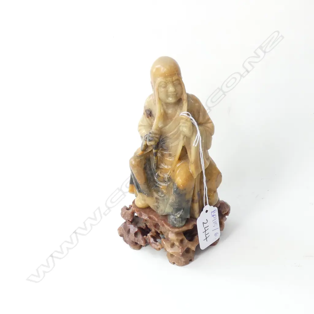 CARVED SOAPSTONE CHINESE WISEMAN H. 155MM Image 1++