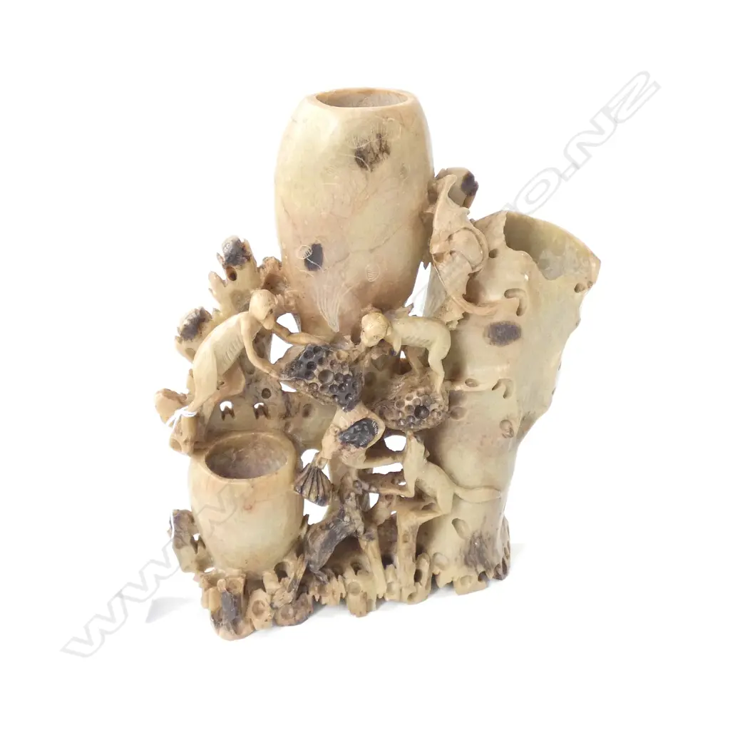 ORIENTAL SOAPSTONE CARVING H. 220MM Image 1++