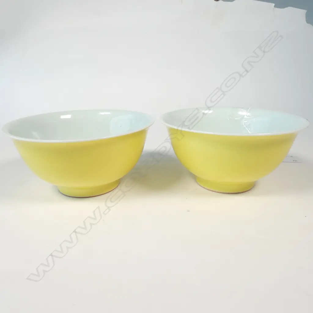 PAIR OF CHINESE EGG YOLK YELLOW BOWLS WITH GUANGXU MARKS (MUSEUM COPIES) Image 1++