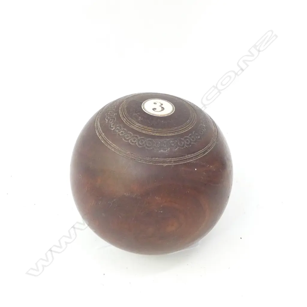 ANTIQUE WOODEN & IVORY LAWN BOWLS BALL Image 1++