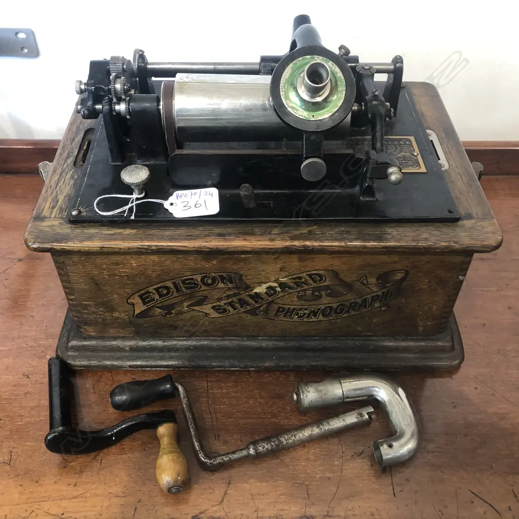 EDISON STANDARD CYLINDER PHONOGRAPH 325MM L Image 1++