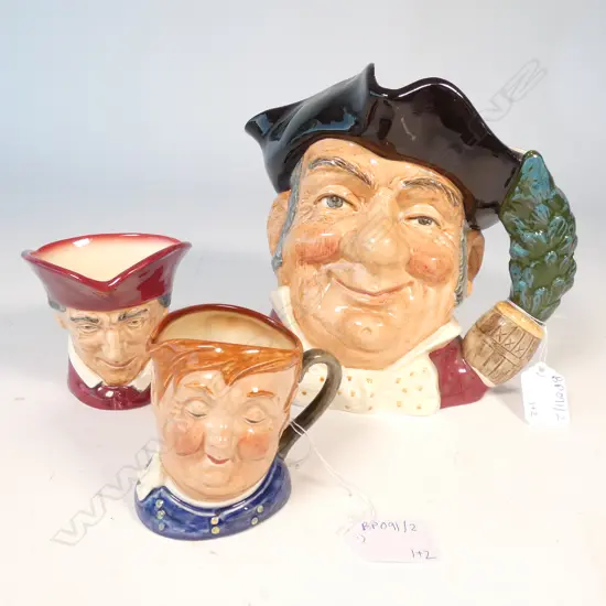 3 TOBY JUGS; LARGE MINE HOST H. 180MM, CARDINAL AND FAT BOY
