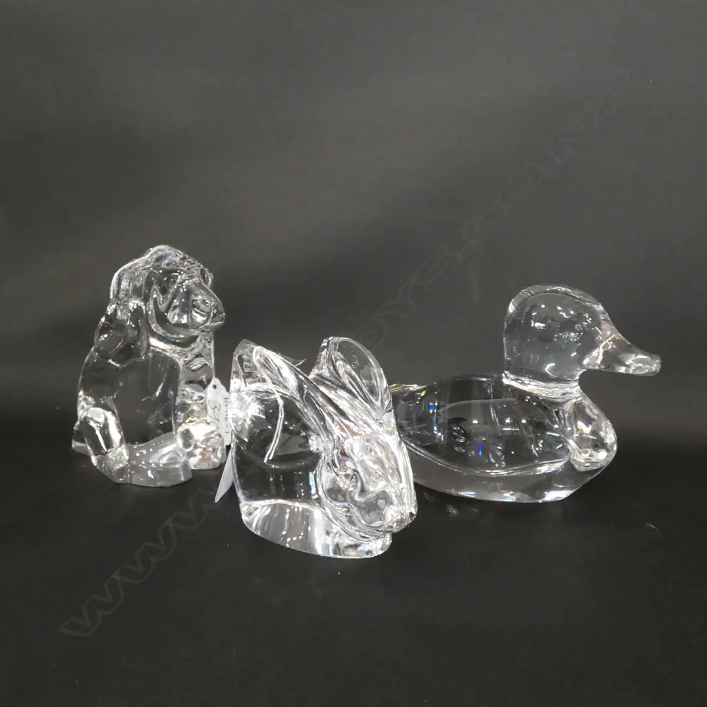 3X ORREFORS PAPERWEIGHTS. DOG , DUCK  & RABBIT  Image 1++