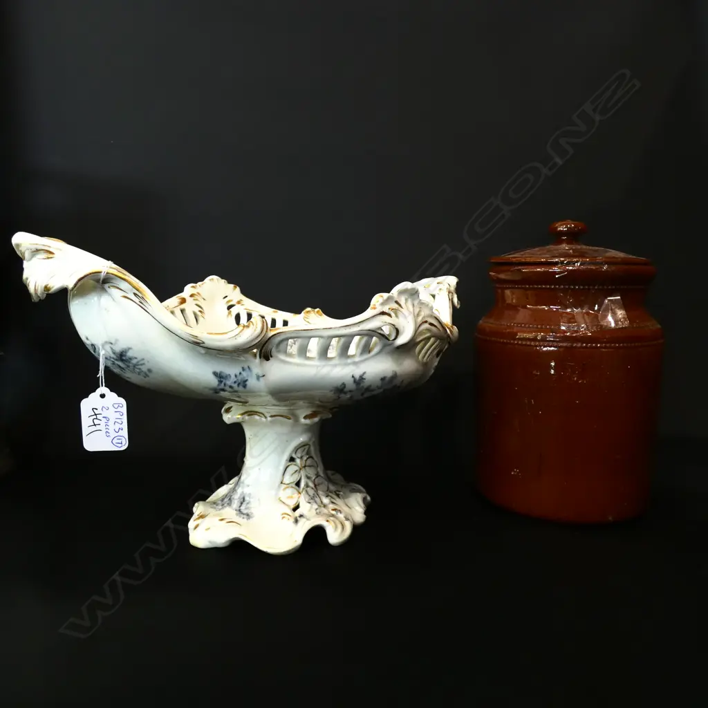 19TH CENTURY COMPORT W.365MM & LUKE ADAMS STORAGE JAR H.250MM Image 1++