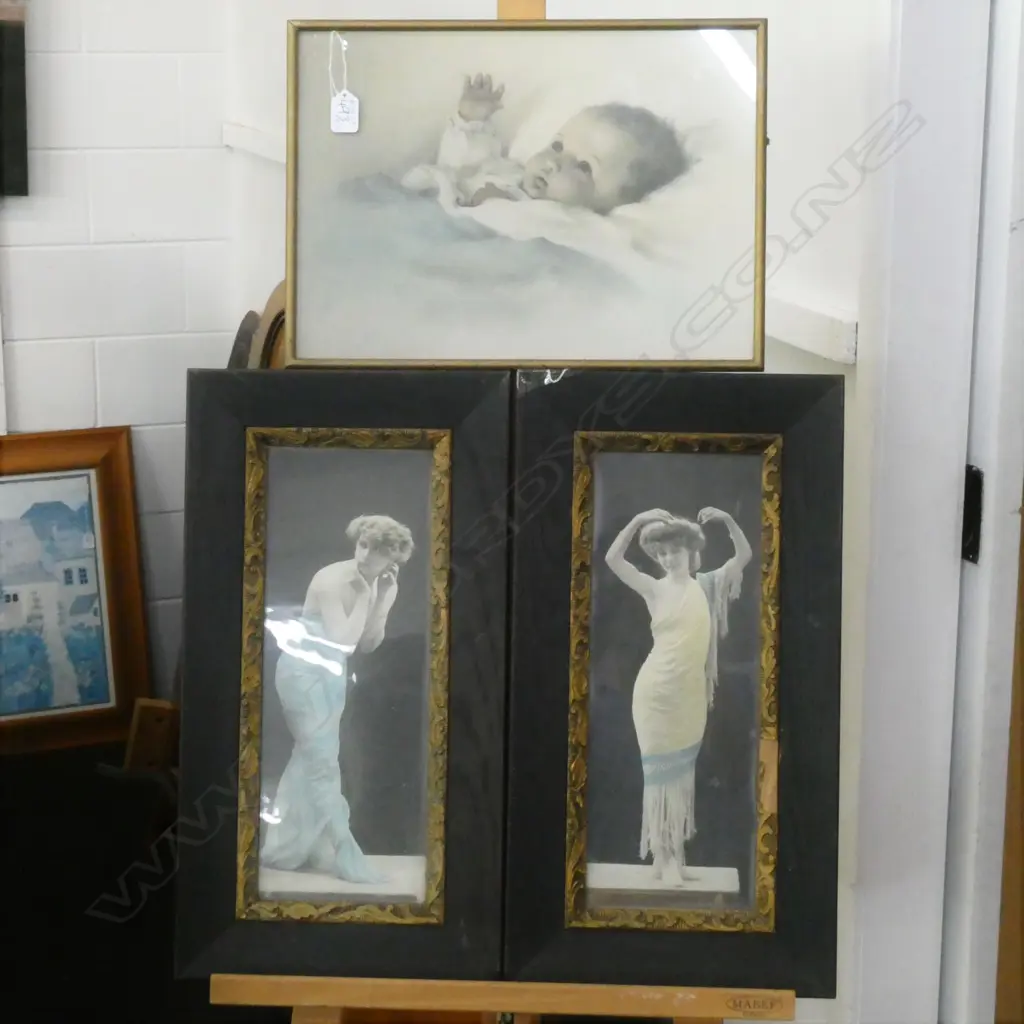 PR FRAMED EDWARDIAN LADIES 530 X 280MM SOME AF PLUS BESSIE PEASE BABY PRINT Image 1++