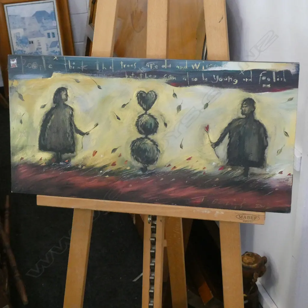 INGRID BERZENS 'PERSONS THINK THE TREES...' 2002 OIL ON BOARD 600 X 300MM Image 1++