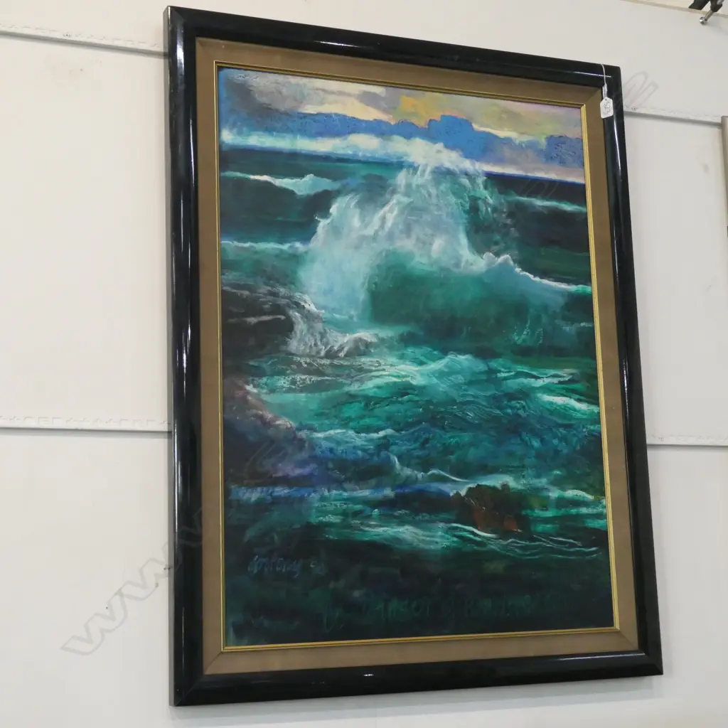 LGE ACRYLIC PAINTING CRASHING WAVE SIGNED ANTHONY Image 1++