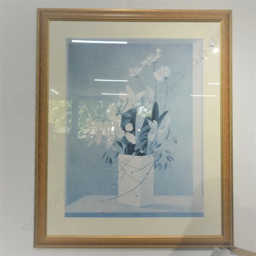 LGE FRAMED 'HALL HAMPTON' FRAMED STILL LIFE PRINT 1.3 X 1.1M faded Image 1++