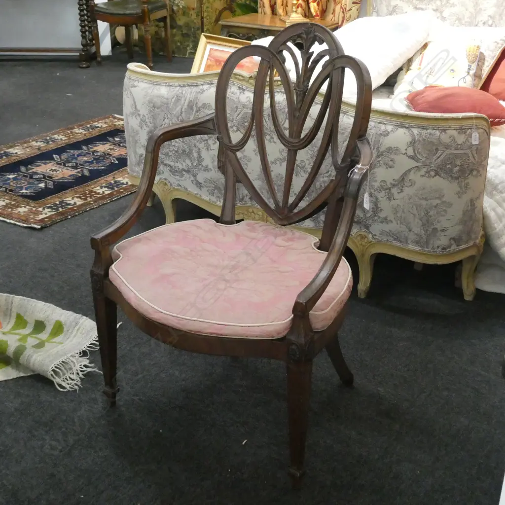 ELEGANT OLD CHIPPENDALE STYLE MAHOGANY ARMCHAIR 600MM W Image 1++