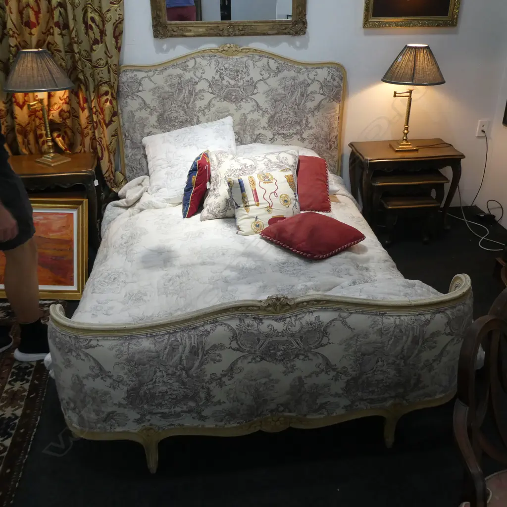 FRENCH STYLE TOILE UPHOLSTERED BEDFRAME1500MM W Image 1++