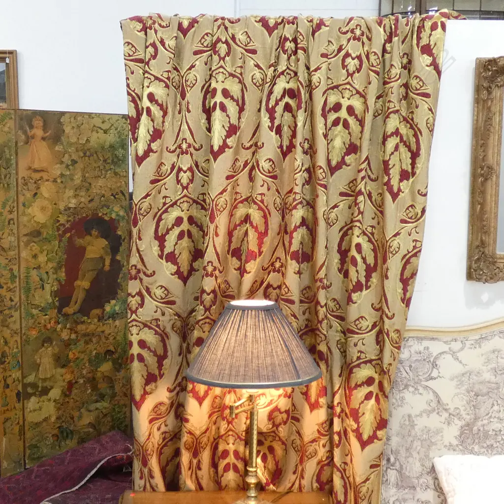 RED AND GOLD JACQUARD DESIGNER FABRIC 2150MM W X 3000MM L Image 1++