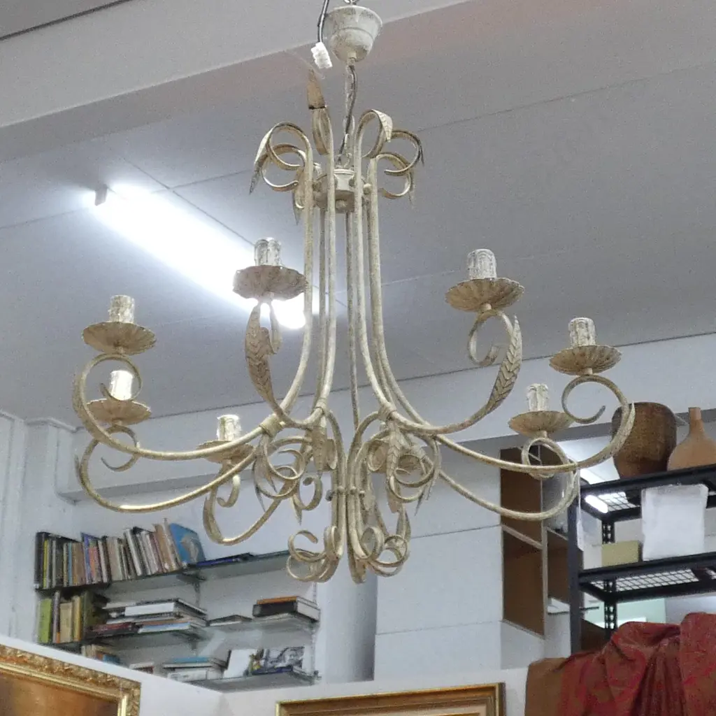 PAINTED WROUGHT IRON 8 BRANCH CANDELABRA, 700 X 700 X 640MM Image 1++