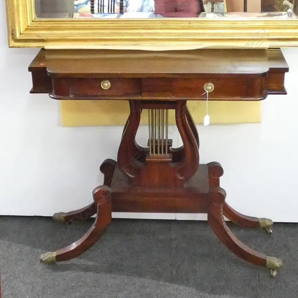 REGENCY STYLE LYRE BASE TABLE W. 900MM H. 840MM Image 1++