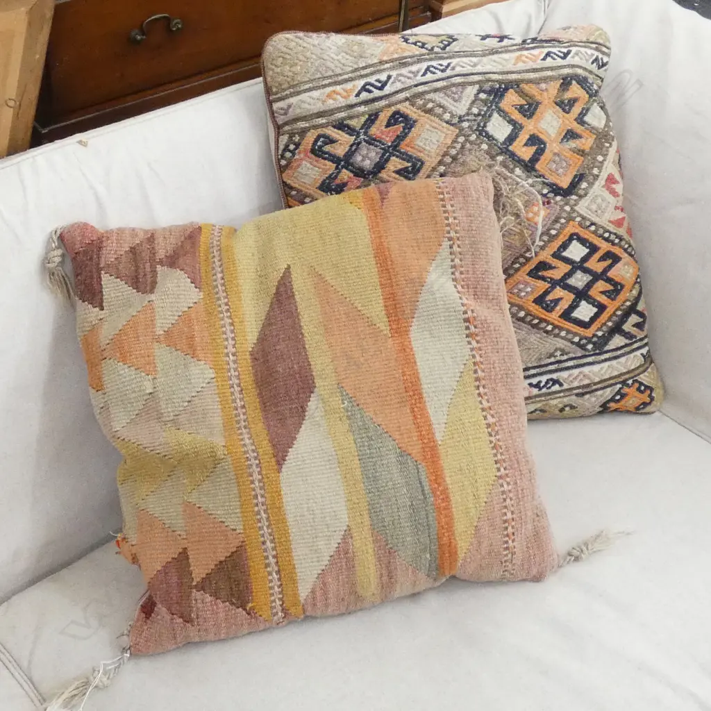 TWO MOROCCAN KELIM CUSHIONS Image 1++