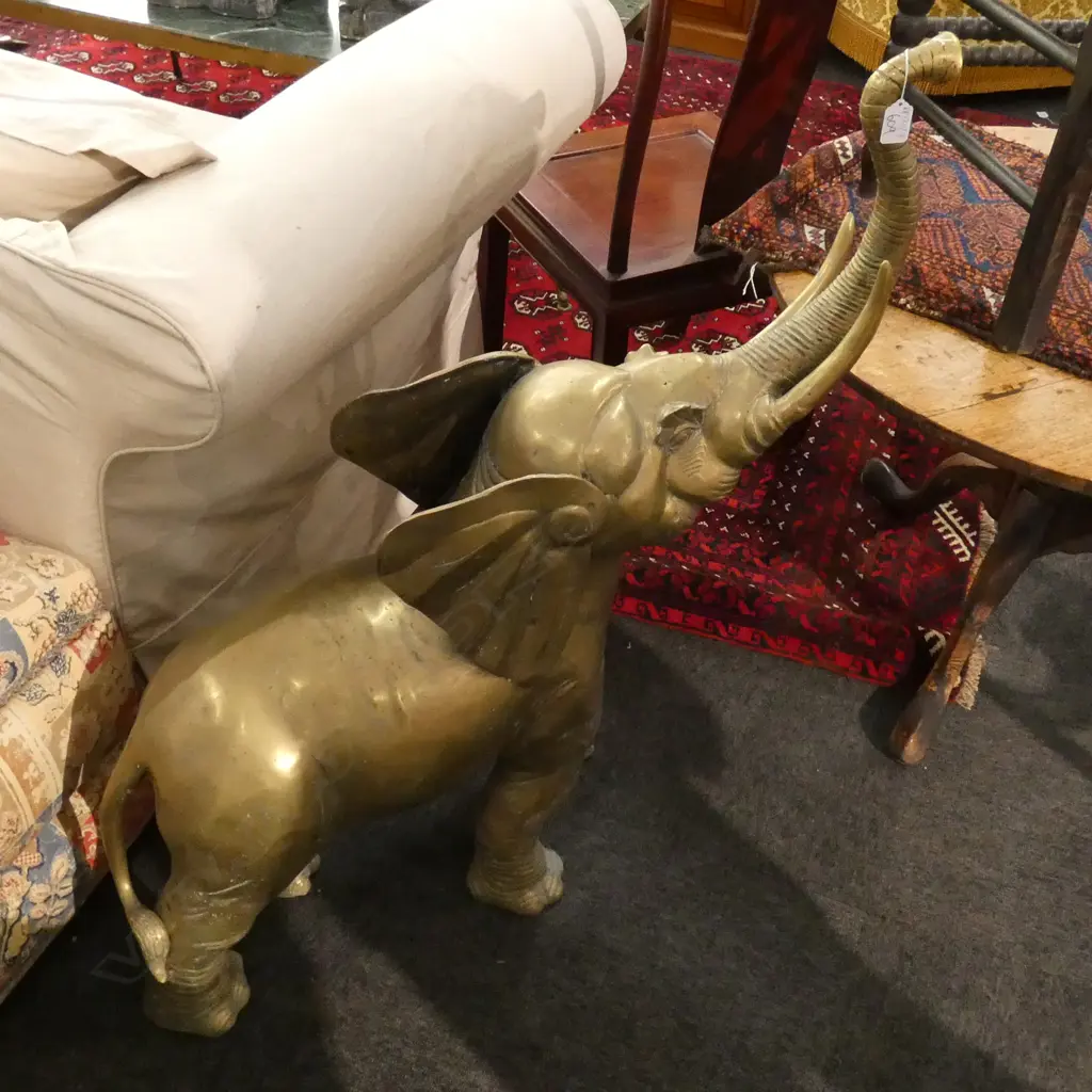 VINTAGE BRASS ELEPHANT H. 935MM Image 1++