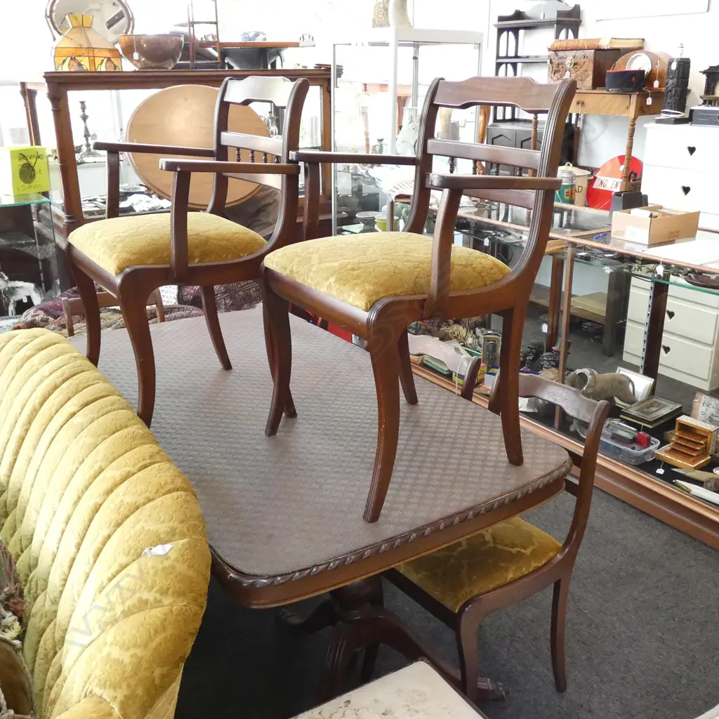 DOUBLE PEDESTAL DIING TABLE & 6 CHAIRS  Image 1++